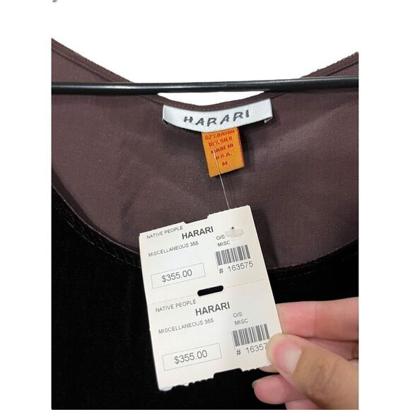 Vintage Harari Silk Blend Dark Brown Velvet Maxi Dress Size M NWT - Picture 7 of 11